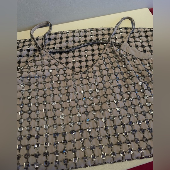 Parker Silver Cocktail NYE Party Spaghetti Strap Dress - Picture 4 of 6